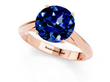 Rose gold Round Cut Blue Sapphire Solitaire Engagement Ring with Cathedral Setting and Four-Prong Mount_25