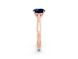 Rose gold Round Cut Blue Sapphire Solitaire Engagement Ring with Cathedral Setting and Four-Prong Mount_26