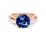 Rose gold Round Cut Blue Sapphire Solitaire Engagement Ring with Cathedral Setting and Four-Prong Mount_72
