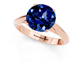 Rose gold Round Cut Blue Sapphire Solitaire Engagement Ring with Cathedral Setting and Four-Prong Mount_73