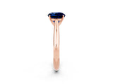 Rose gold Round Cut Blue Sapphire Solitaire Engagement Ring with Cathedral Setting and Four-Prong Mount_74