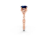 Rose gold Round Cut Blue Sapphire Solitaire Engagement Ring with Celtic Knot Band and Four-Prong Setting_2