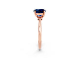 Rose gold Round Cut Blue Sapphire Solitaire Engagement Ring with Classic Band and Four-Prong Setting_14