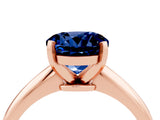 Rose gold Round Cut Blue Sapphire Solitaire Engagement Ring with Classic Band and Four-Prong Setting_16