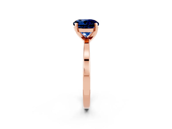 Rose gold Round Cut Blue Sapphire Solitaire Engagement Ring with Classic Band and Four-Prong Setting