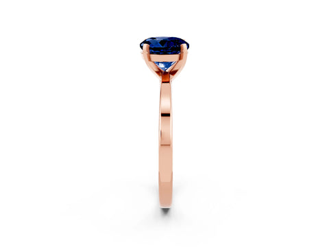 Rose gold Round Cut Blue Sapphire Solitaire Engagement Ring with Classic Band and Four-Prong Setting_26