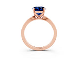 Rose gold Round Cut Blue Sapphire Solitaire Engagement Ring with Classic Band and Four-Prong Setting_27