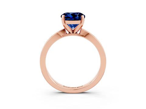 Rose gold Round Cut Blue Sapphire Solitaire Engagement Ring with Classic Band and Four-Prong Setting_27