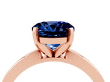 Rose gold Round Cut Blue Sapphire Solitaire Engagement Ring with Classic Band and Four-Prong Setting_28