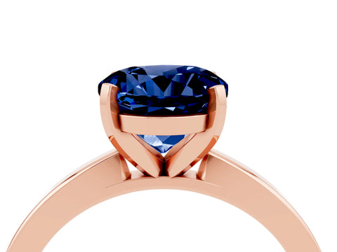 Rose gold Round Cut Blue Sapphire Solitaire Engagement Ring with Classic Band and Four-Prong Setting_28
