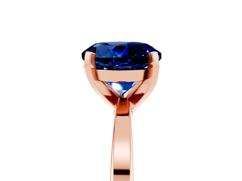 Rose gold Round Cut Blue Sapphire Solitaire Engagement Ring with Classic Band and Four-Prong Setting_29
