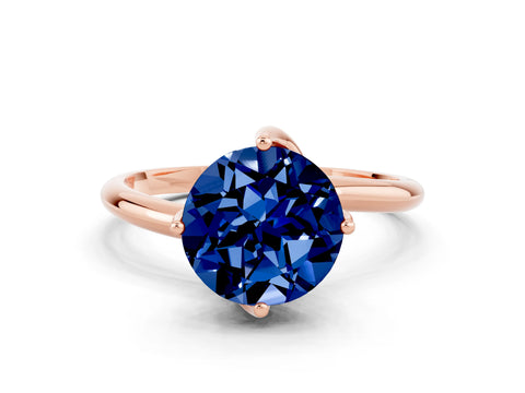 Rose gold Round Cut Blue Sapphire Solitaire Engagement Ring with Four-Prong Setting and Classic Band_12