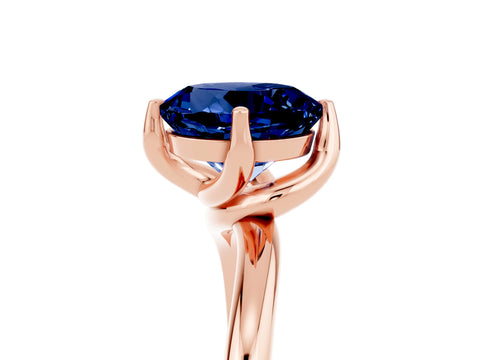 Rose gold Round Cut Blue Sapphire Solitaire Engagement Ring with Four-Prong Setting and Classic Band_17