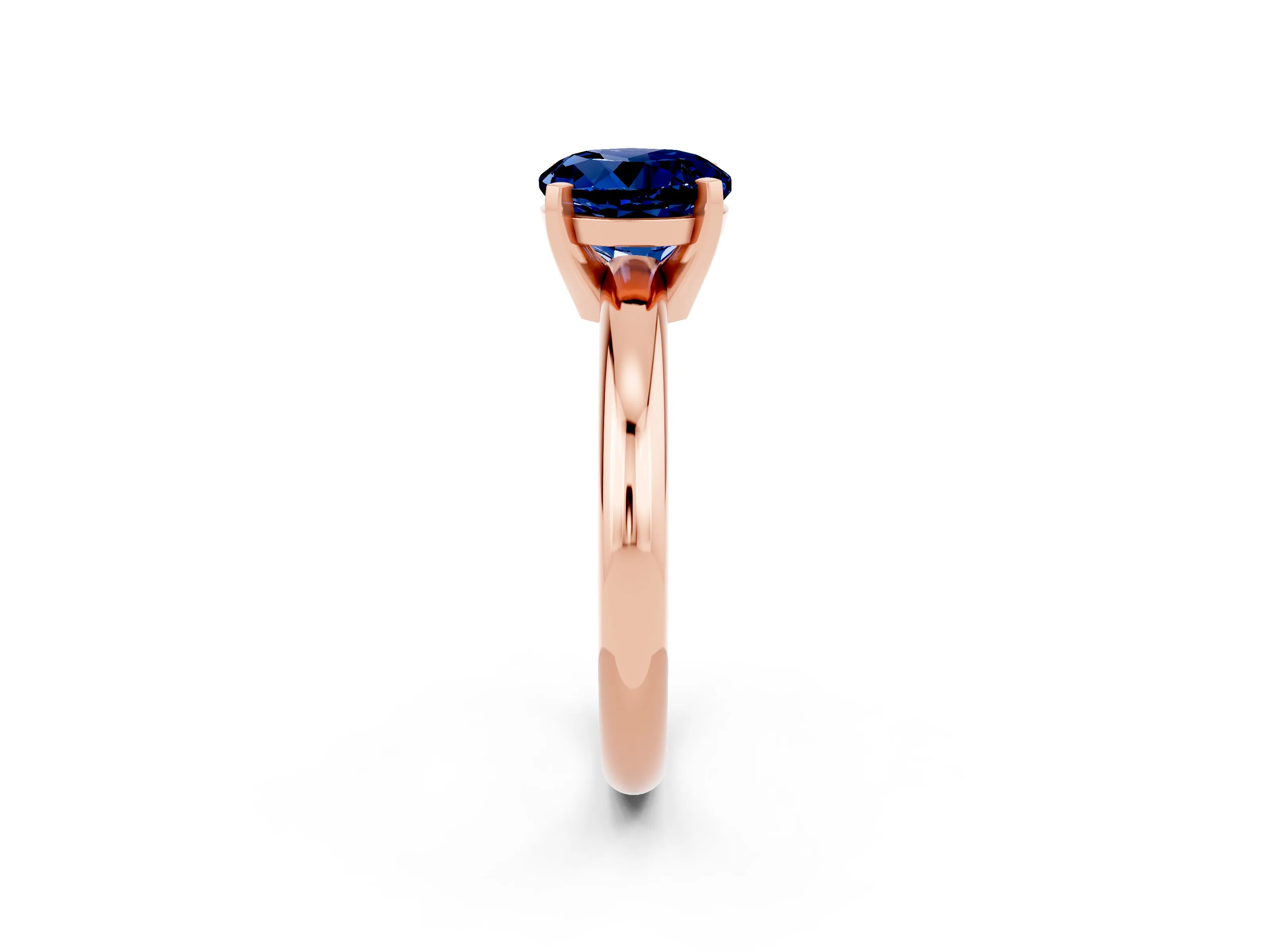 Rose gold Round Cut Blue Sapphire Solitaire Engagement Ring with Round Band and Four-Prong Setting_2
