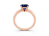 Rose gold Round Cut Blue Sapphire Solitaire Engagement Ring with Round Band and Four-Prong Setting_3