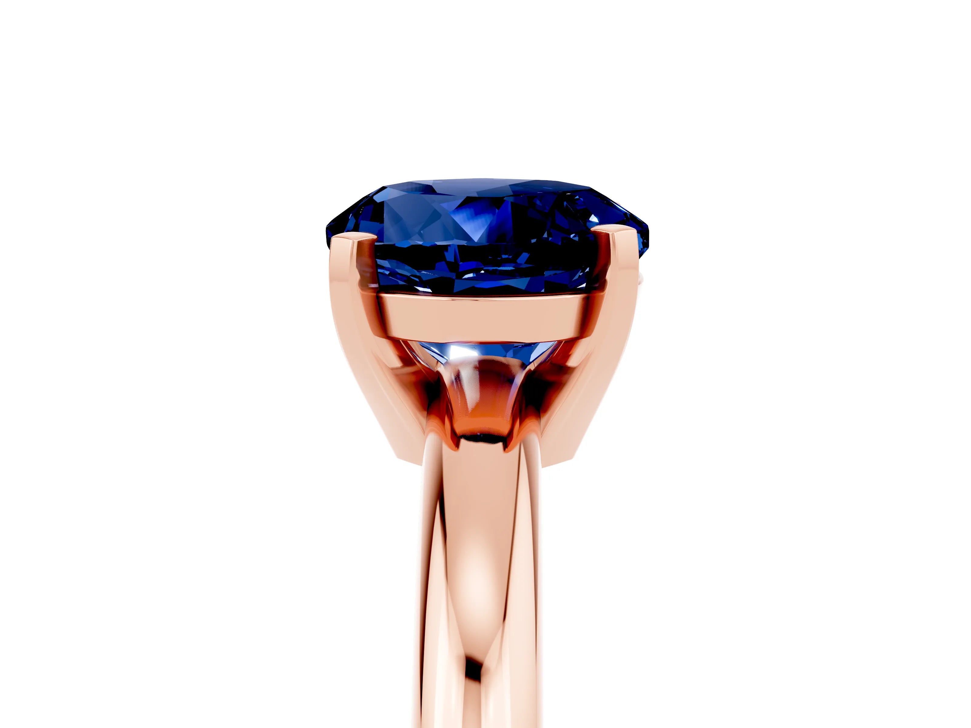 Rose gold Round Cut Blue Sapphire Solitaire Engagement Ring with Round Band and Four-Prong Setting_5