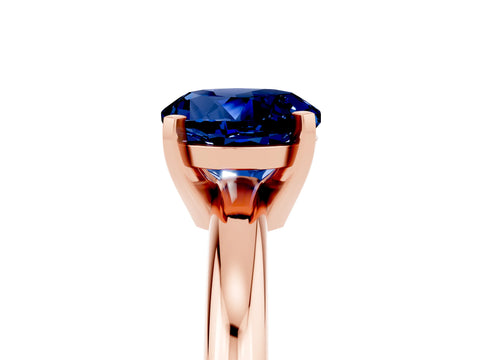 Rose gold Round Cut Blue Sapphire Solitaire Engagement Ring with Round Band and Four-Prong Setting_5