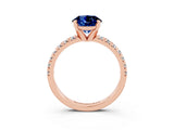Rose gold Round Cut Blue Sapphire Solitaire Pavé Engagement Ring with Round Band and Prong Setting_15
