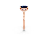 Rose gold Round Cut Blue Sapphire Solitaire Ring with Flower Prong Setting and Classic Band_14
