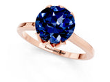 Rose gold Round Cut Blue Sapphire Solitaire Ring with Flower Prong Setting and Classic Band_37