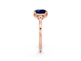 Rose gold Round Cut Blue Sapphire Solitaire Ring with Flower Prong Setting and Classic Band_38