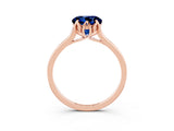 Rose gold Round Cut Blue Sapphire Solitaire Ring with Flower Prong Setting and Classic Band_39