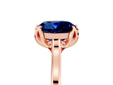 Rose gold Round Cut Blue Sapphire Solitaire Ring with Flower Prong Setting and Classic Band_41
