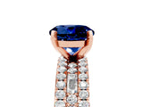 Rose gold Round Cut Blue Sapphire Solitaire Ring with Pavé and Channel Set Band_5