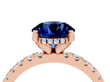 Rose gold Round Cut Blue Sapphire Solitaire Ring with Round  Pavé Band and Four-Prong Setting_40