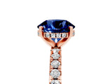 Rose gold Round Cut Blue Sapphire Solitaire Ring with Round  Pavé Band and Four-Prong Setting_41