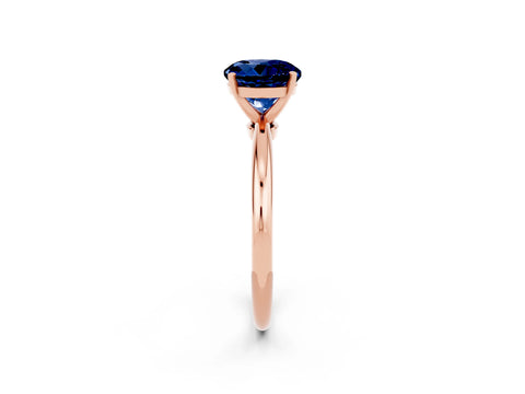 Rose gold Round Cut Blue Sapphire Solitaire Ring with Six-Prong Setting and Classic Band_2