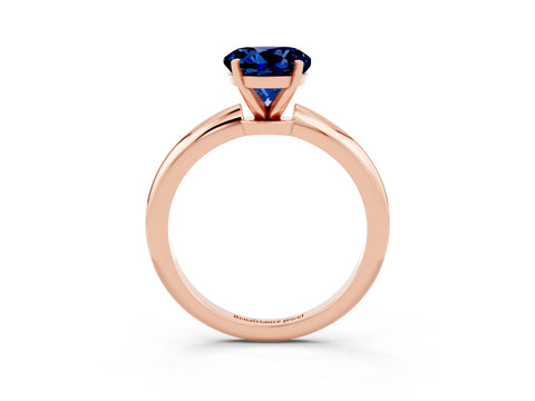Rose gold Round Cut Blue Sapphire Solitaire Ring with Six-Prong Setting and Classic Band_3