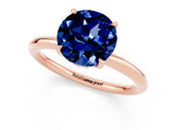 Rose gold Round Cut Blue Sapphire Solitaire Ring with Thin Band and Four-Prong Setting_13