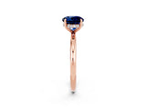 Rose gold Round Cut Blue Sapphire Solitaire Ring with Thin Band and Four-Prong Setting_14
