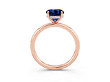 Rose gold Round Cut Blue Sapphire Solitaire Ring with Thin Band and Four-Prong Setting_15