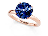Rose gold Round Cut Blue Sapphire Solitaire Ring with Thin Band and Prong Setting_13