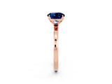 Rose gold Round Cut Blue Sapphire Solitaire Ring with Thin Band and Prong Setting_14