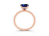 Rose gold Round Cut Blue Sapphire Solitaire Ring with Thin Band and Prong Setting_15