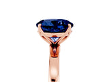 Rose gold Round Cut Blue Sapphire Solitaire Ring with Thin Band and Prong Setting_17