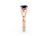 Rose gold Round Cut Blue Sapphire Solitaire Ring with Wide Band and Prong Setting_2