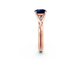 Rose gold Round Cut Blue Sapphire Solitaire Twist Band Prong Setting Ring_60