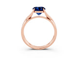 Rose gold Round Cut Blue Sapphire Solitaire Twist Band Prong Setting Ring_61