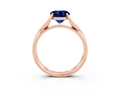 Rose gold Round Cut Blue Sapphire Solitaire Twist Band Prong Setting Ring_61