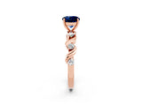 Rose gold Round Cut Blue Sapphire Solitaire Twisted Band with Round  Accents and Prong Setting_14