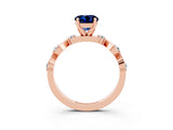 Rose gold Round Cut Blue Sapphire Solitaire Twisted Band with Round  Accents and Prong Setting_15