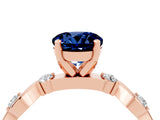 Rose gold Round Cut Blue Sapphire Solitaire Twisted Band with Round  Accents and Prong Setting_16
