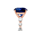 Rose gold Round Cut Blue Sapphire Solitaire with Side Stones on a Pavé Band and Four-Prong Setting_5