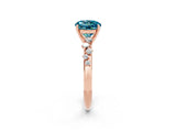 Rose gold Round Cut Blue Topaz Cluster Side Stone Solitaire Ring with Prong Setting_26