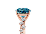 Rose gold Round Cut Blue Topaz Cluster Side Stone Solitaire Ring with Prong Setting_29