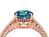 Rose gold Round Cut Blue Topaz Engagement Ring with Milgrain Channel Set Band and Prong Setting_4